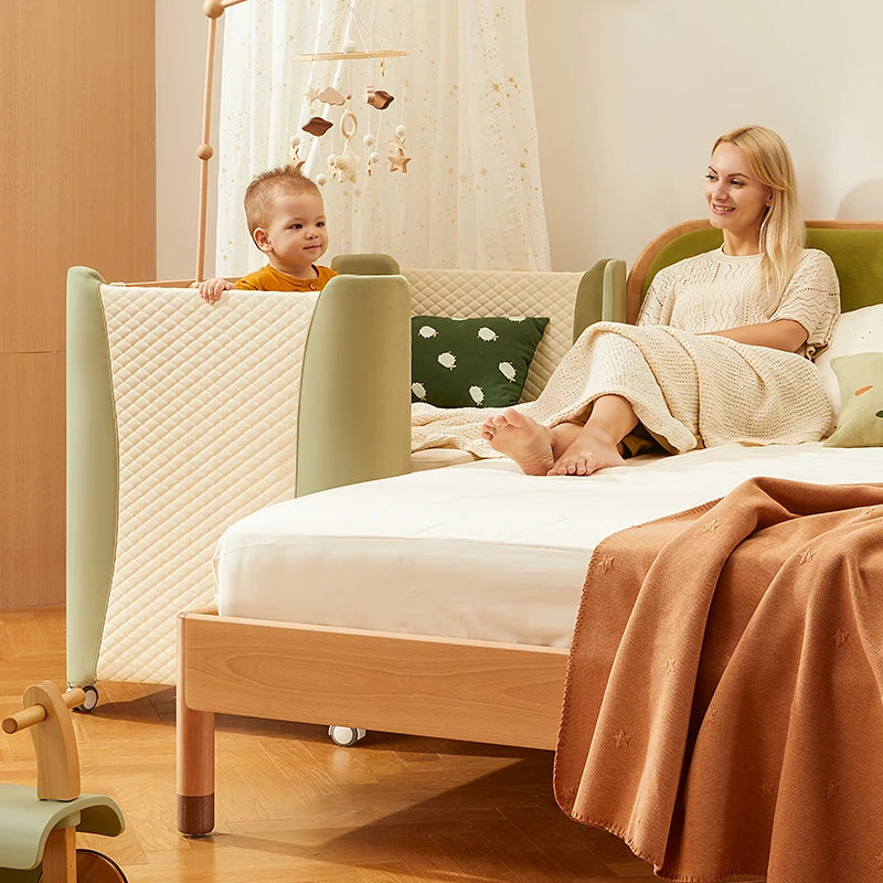 Factory Direct Handmade Wooden Baby Bed Wooden Cradle Adjustable Multi-Functional Premium Pine Wood Baby Bed with Mattress