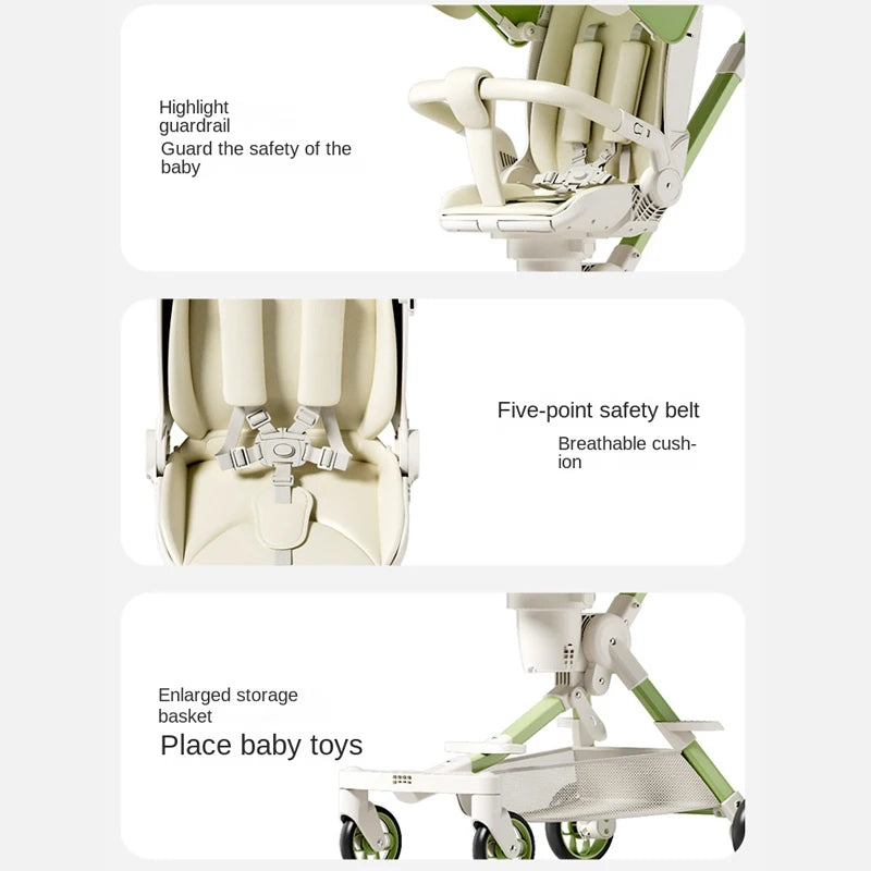 High View Portable Baby Strollers Child Lightweight Foldable Two-way  Baby Portable Travel Stroller With 360°Swivel Seat