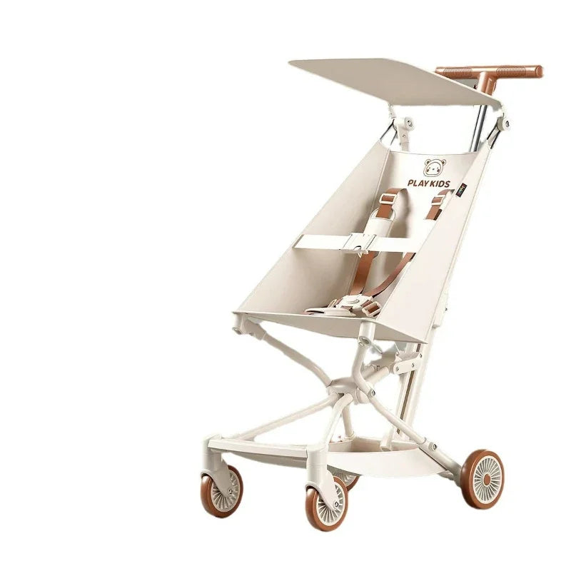 Ultra Lightweight Four Wheel Stroller Foldable Portable Simple Baby Stroller Lightweight Travel Pram Camping Style Baby Stroller