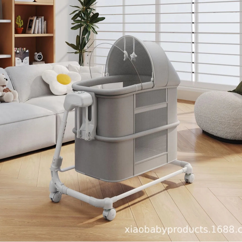 Exit Crossing Electric Baby Rocking Bed Multi Functional Folding Newborn Bedside Splicing Bed Infant Cradle Bedroom Furniture