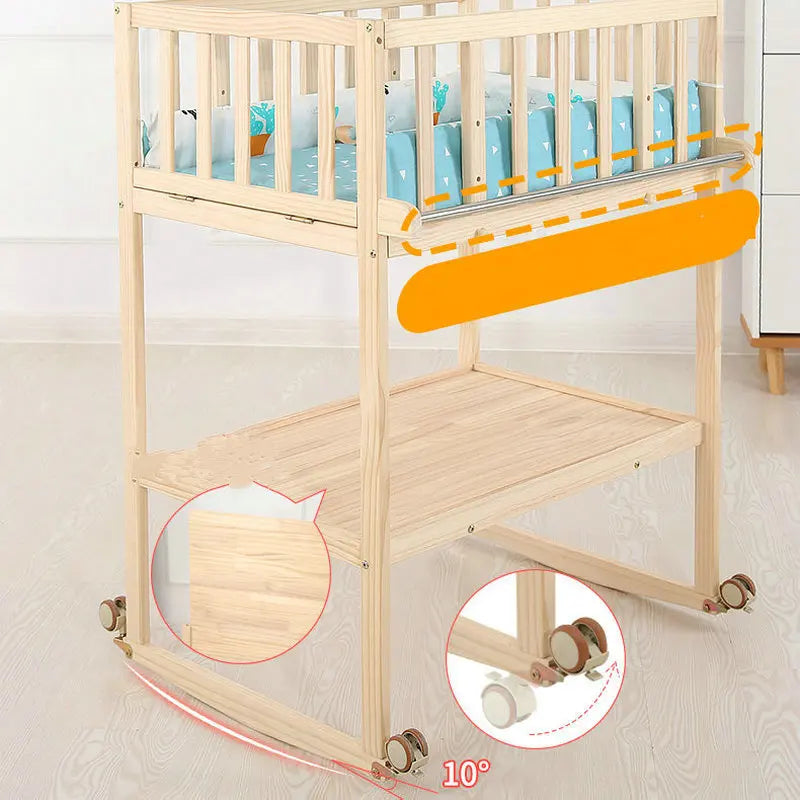 Solid Wood Infant Nursing Stand, Adjustable Massage Bathing Station, Multifunctional Baby Changing Table