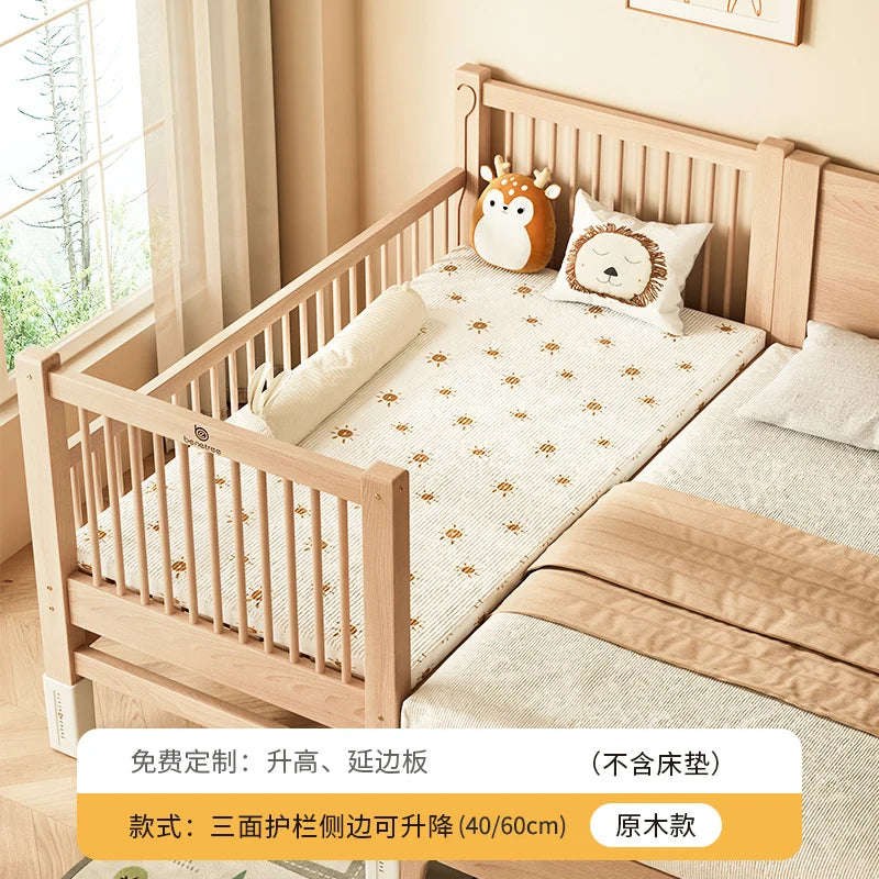 Customizable Solid Wood Children's Splicing Bed Wide Splicing Artifact Flat Baby Can Lift Bedside Bed