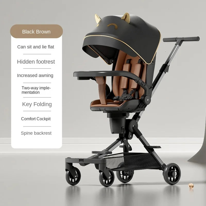 High View Portable Baby Strollers Child Lightweight Foldable Two-way  Baby Portable Travel Stroller With 360°Swivel Seat
