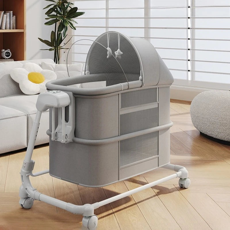 Exit Crossing Electric Baby Rocking Bed Multi Functional Folding Newborn Bedside Splicing Bed Infant Cradle Bedroom Furniture