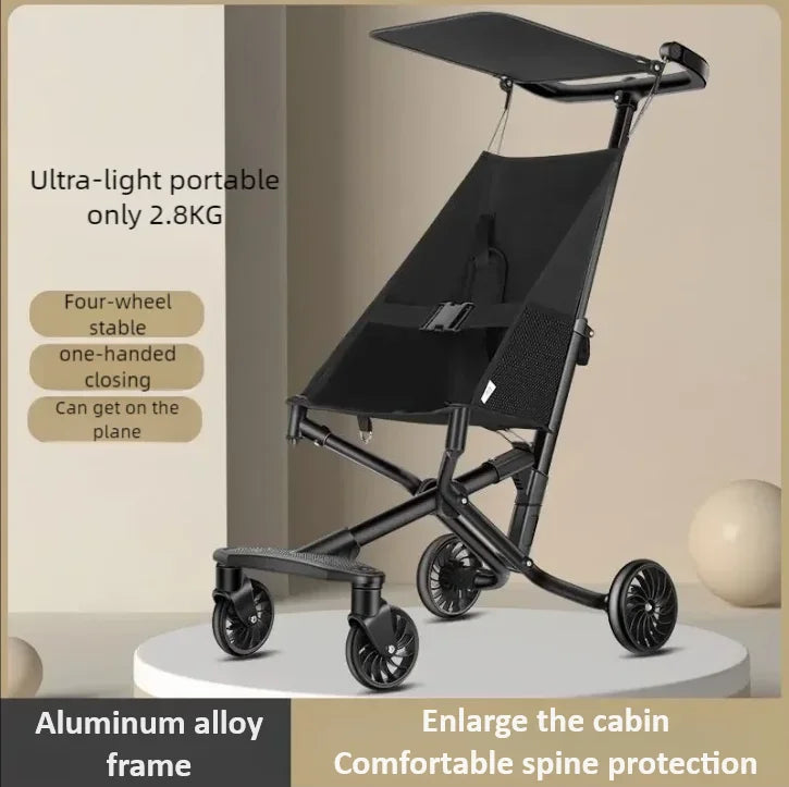 Baby Stroller One Click Folding Baby Walker Portable Lightweight Strollers with Seat Belt Child Carts Anti Rollover Baby Trolly