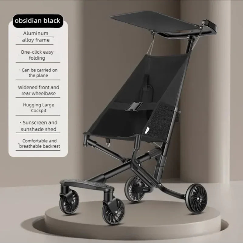 Baby Stroller One Click Folding Baby Walker Portable Lightweight Strollers with Seat Belt Child Carts Anti Rollover Baby Trolly