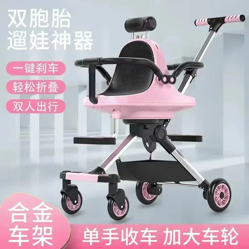 Lightweight folding baby walker trolley