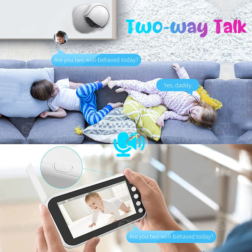 4.3"Baby Monitor with Camera Pan-Tilt-Zoom HD Babyphone 2000mAh Long Battery Life Mobile Baby Camera 2-way Talk Night Vision VOX