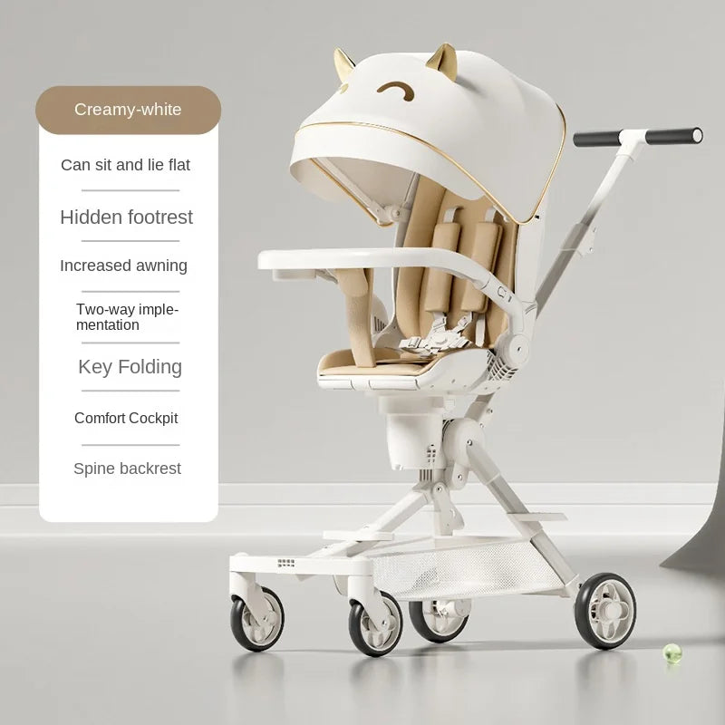 High View Portable Baby Strollers Child Lightweight Foldable Two-way  Baby Portable Travel Stroller With 360°Swivel Seat