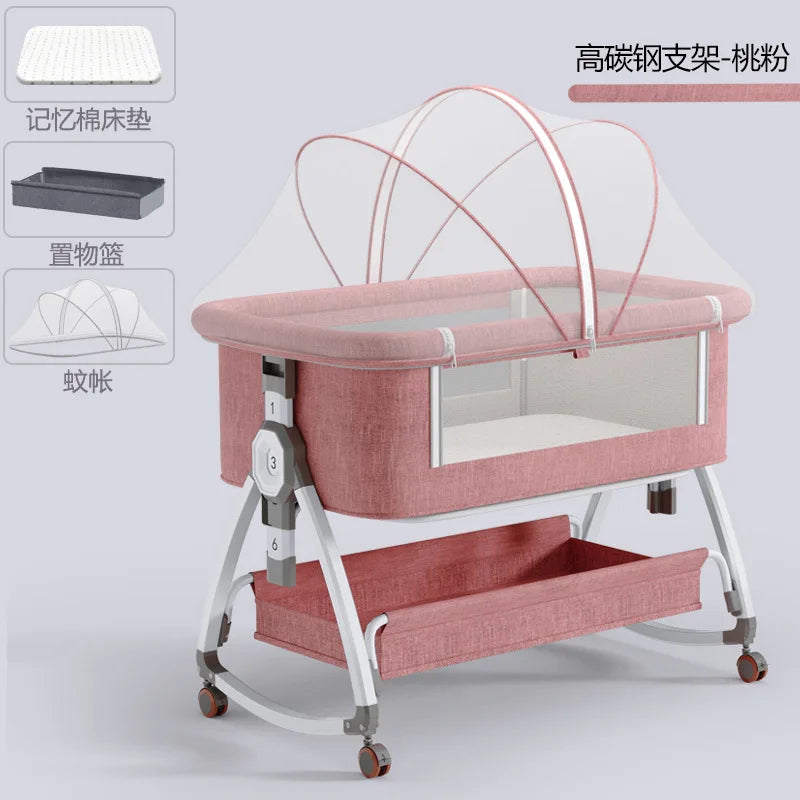 Movable Baby Crib/Cradle, Portable Foldable Multi-Functional Infant Bed, Newborn Bed That Attaches to Parents' Bed